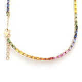 Necklaces 14K & 18K Gold East West Rainbow Sapphire Necklace