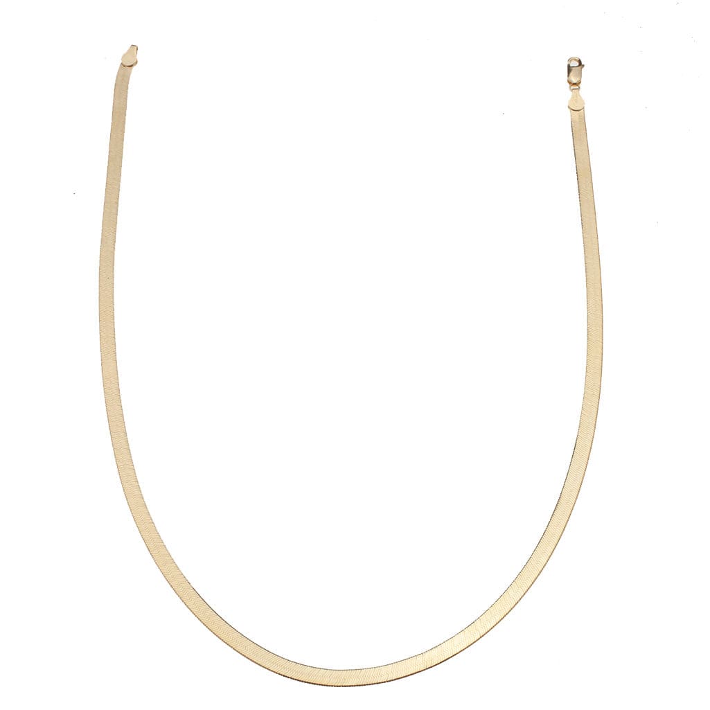 Necklaces 14K & 18K Gold Herringbone Chain Necklace 5mm