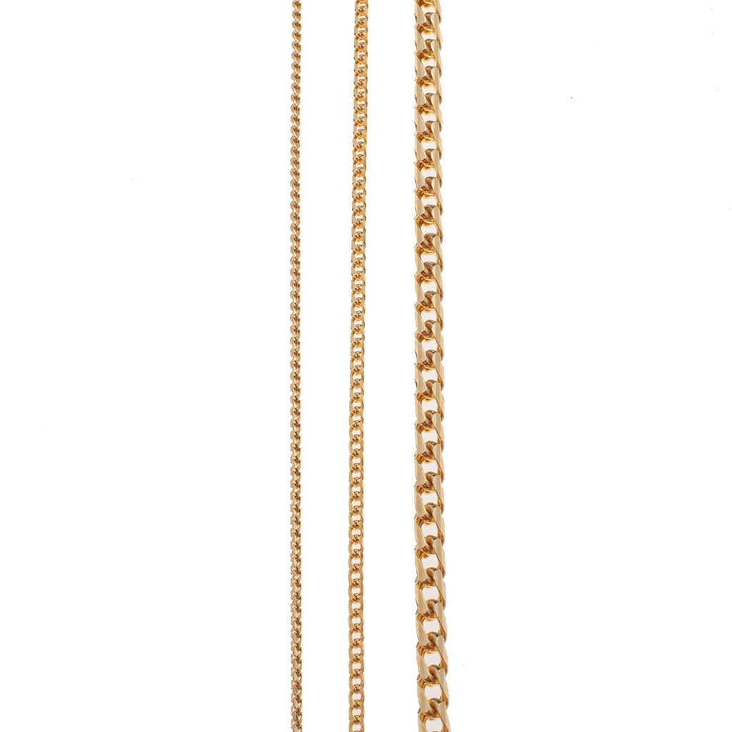 Necklaces 14K & 18K Gold Large Franco Diamond Cut Chain Necklace 3mm