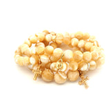 Necklaces 14K Gold And Diamond Lock Golden Mother Of Pearl Beaded Bracelet