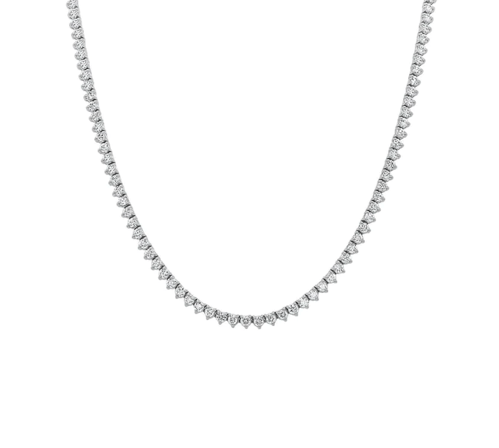 Necklaces 14K Gold and Diamond Tennis Necklace 3-Prong Setting