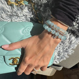 Necklaces 14K Gold Aquamarine Diamond Roundel Beaded Bracelet