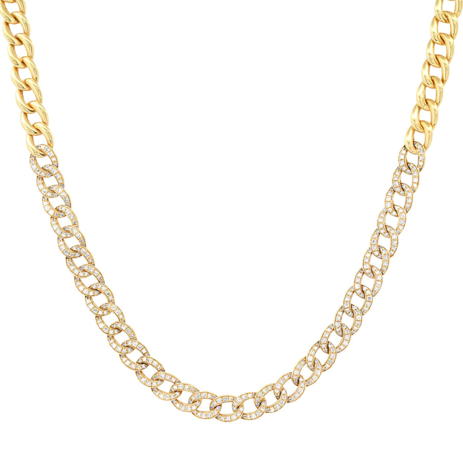 Necklaces 14K Gold Micro-Pave Diamond Cuban Link Chain Necklace Adjustable Length