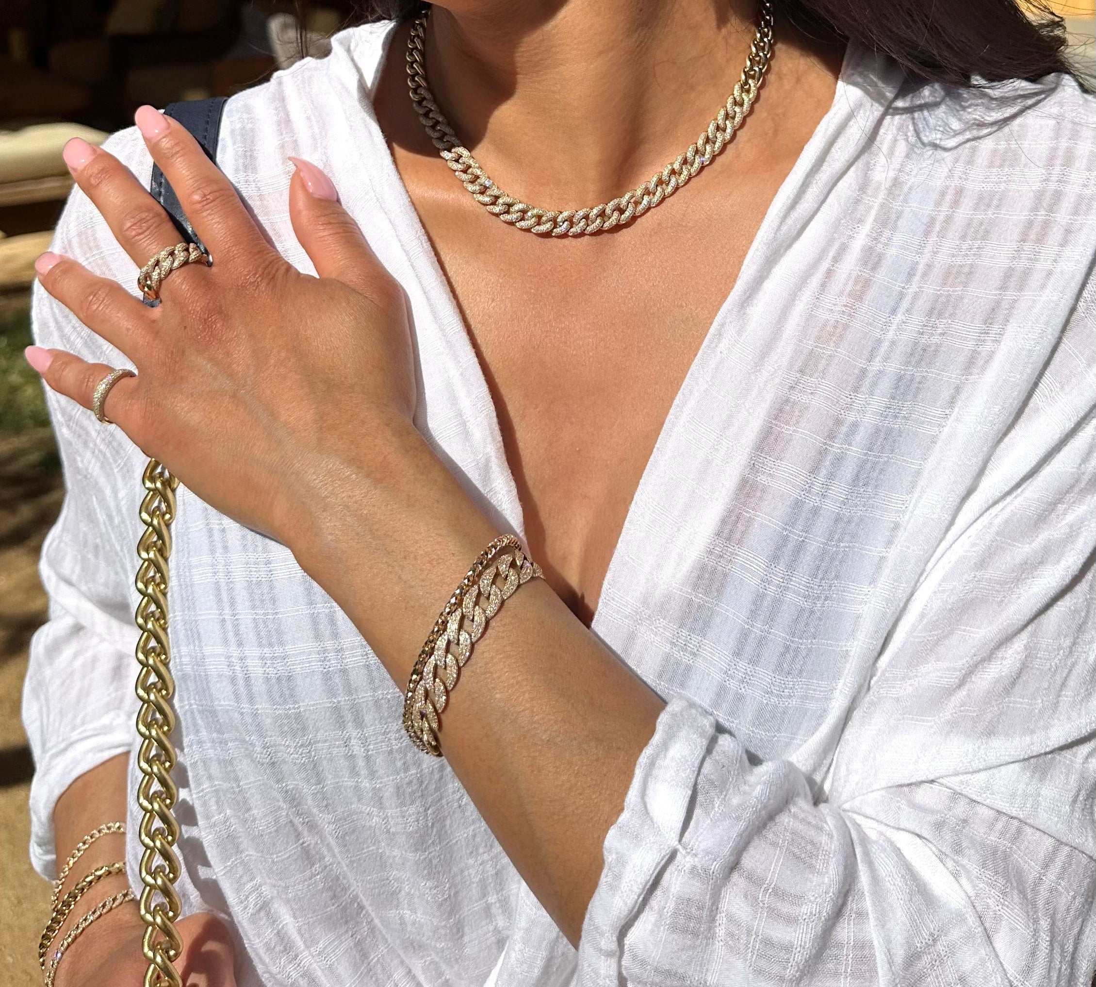 Necklaces 14K Gold Micro-Pave Diamond Cuban Link Necklace