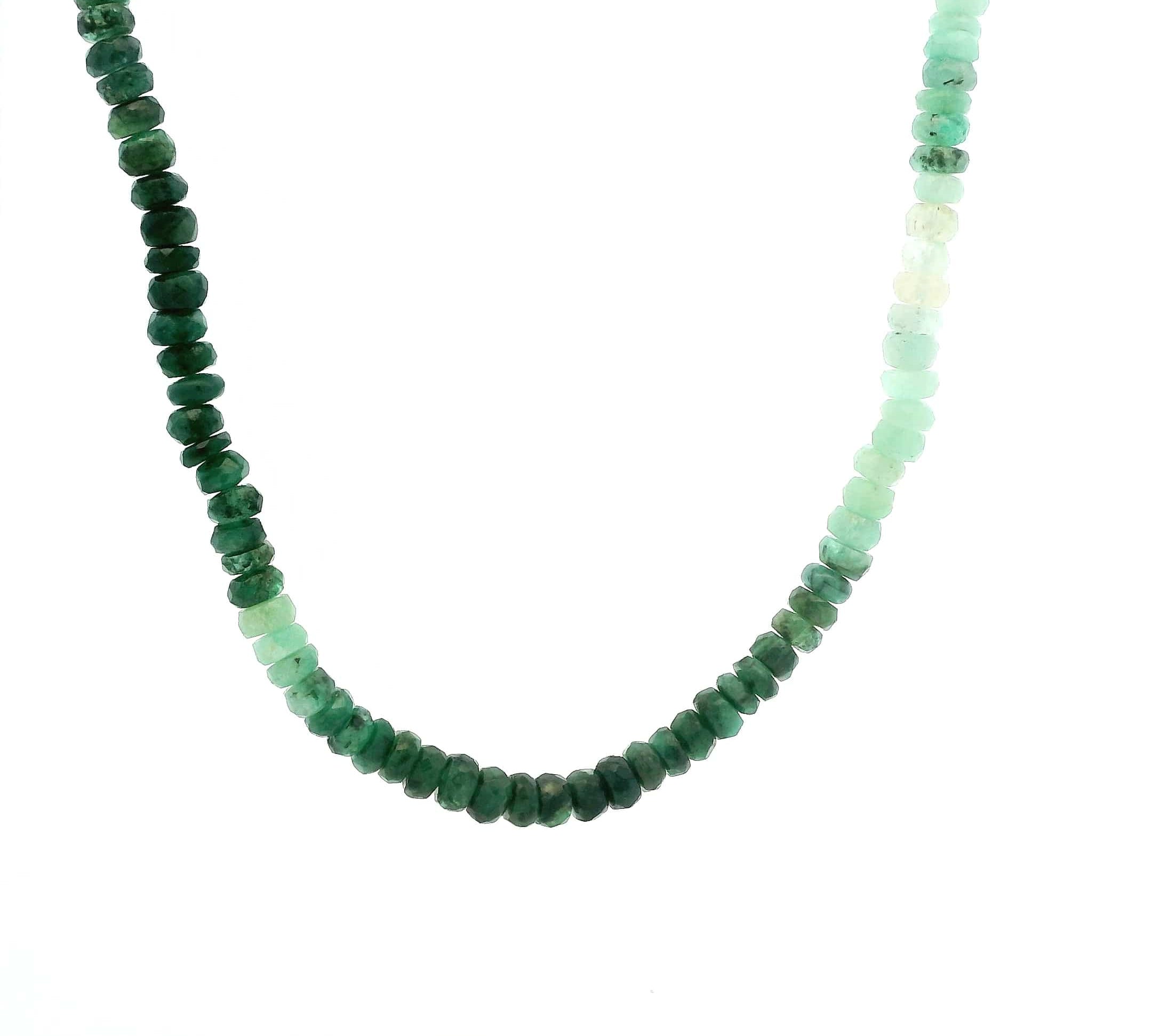 Necklaces 14K Gold Ombre Emerald Beaded Necklace