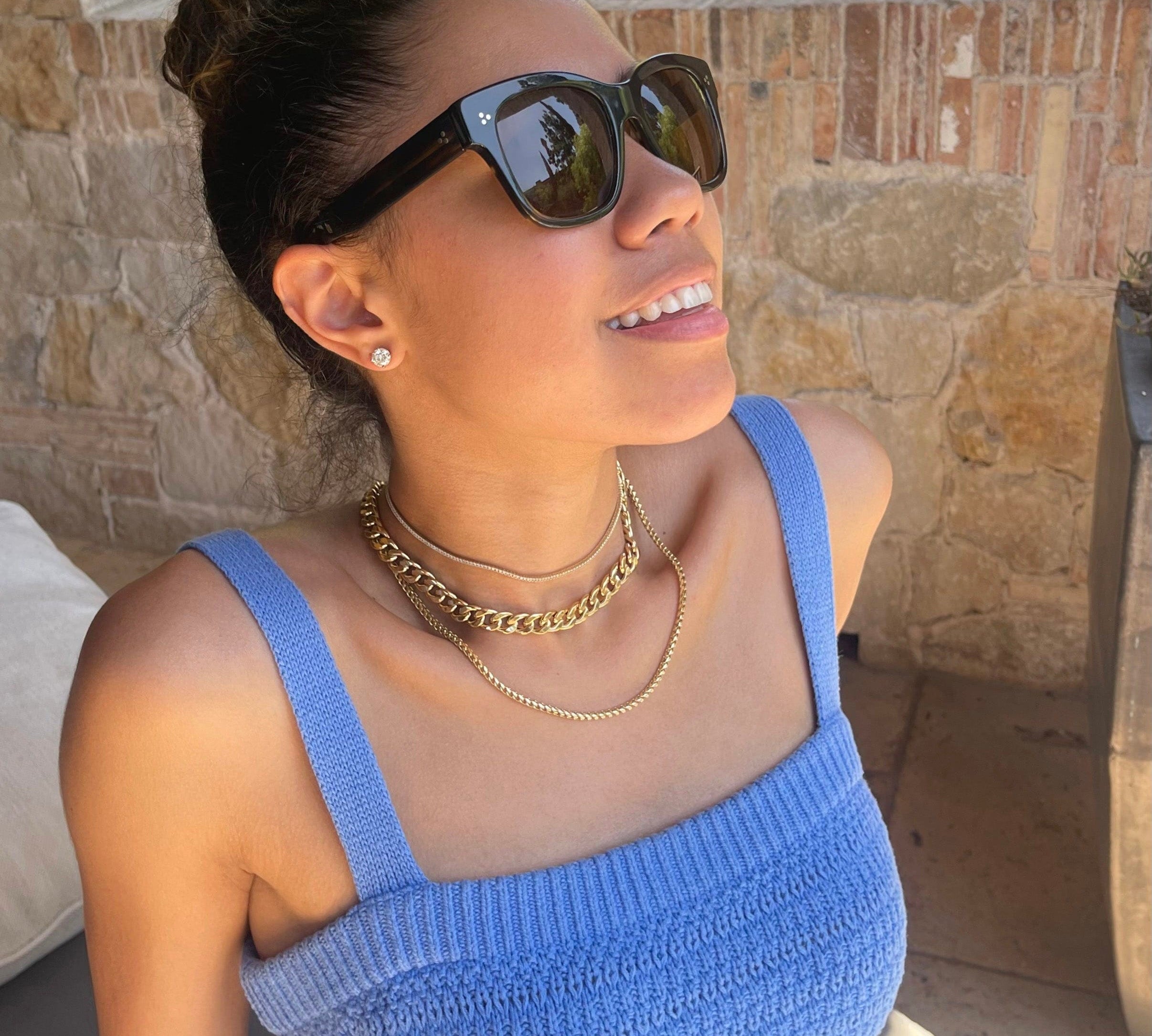 Necklaces 14K Gold Small Franco Diamond Cut Necklace 2mm