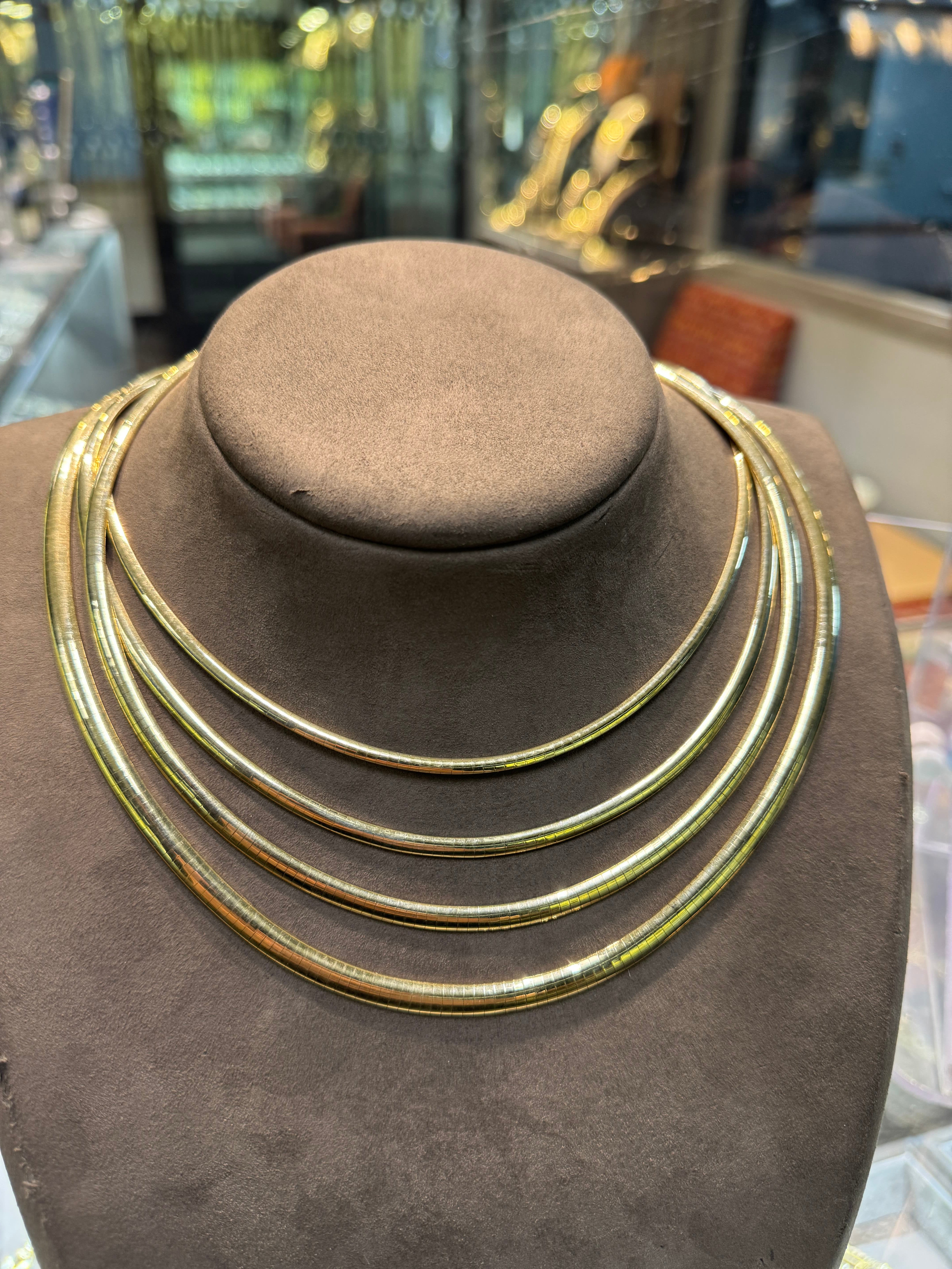 Necklaces 14K Solid Dome Gold Omega Chain Necklace