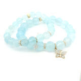 Necklaces 14K Solid Gold Aquamarine Diamond Roundel Beaded Bracelet, 8mm, 10mm