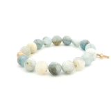 Necklaces 14K Solid Gold Signature Cross Blue Topaz Beaded Bracelet, 10mm