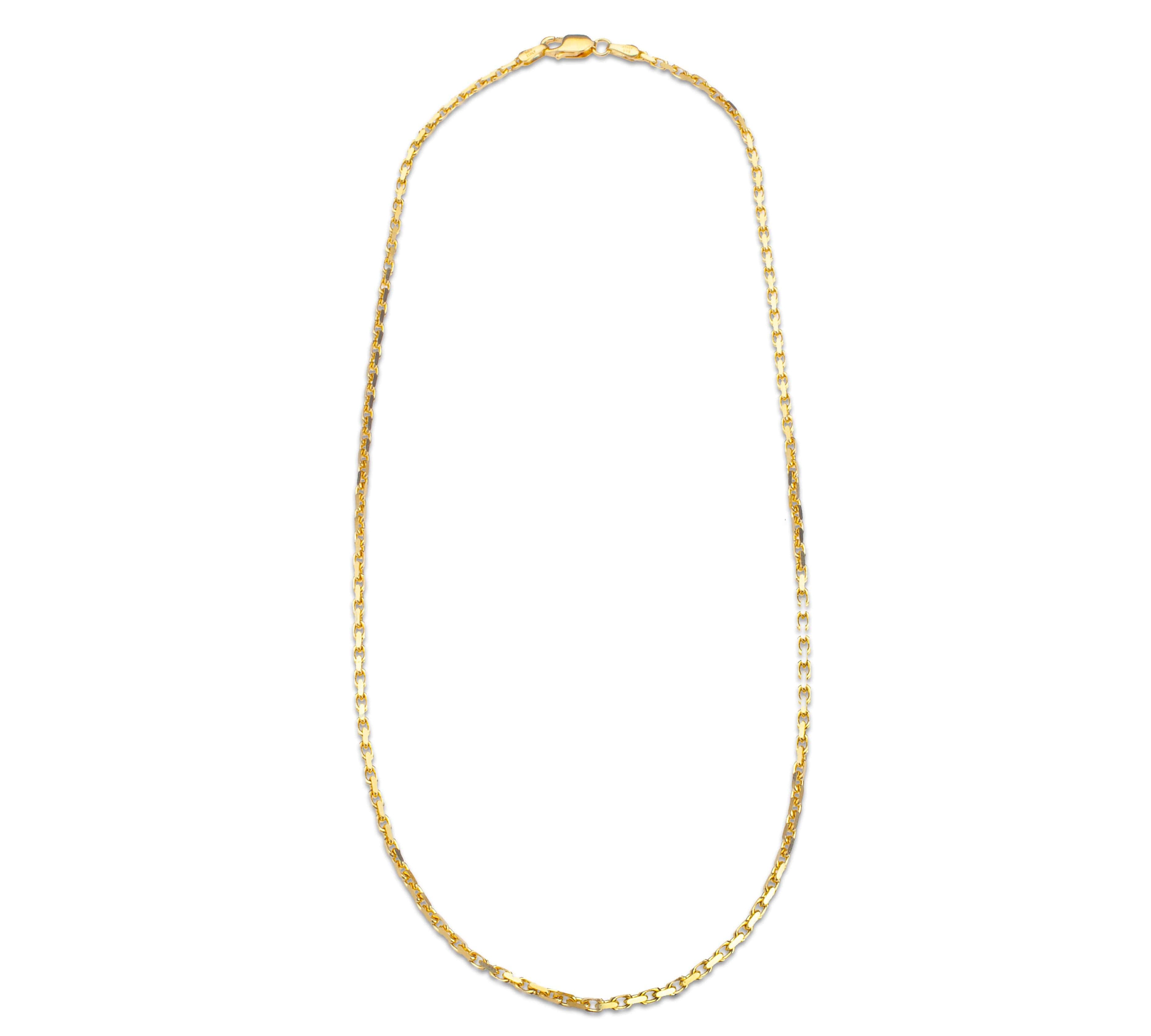 Necklaces 14K Solid Small Box Link Chain Necklace 2mm