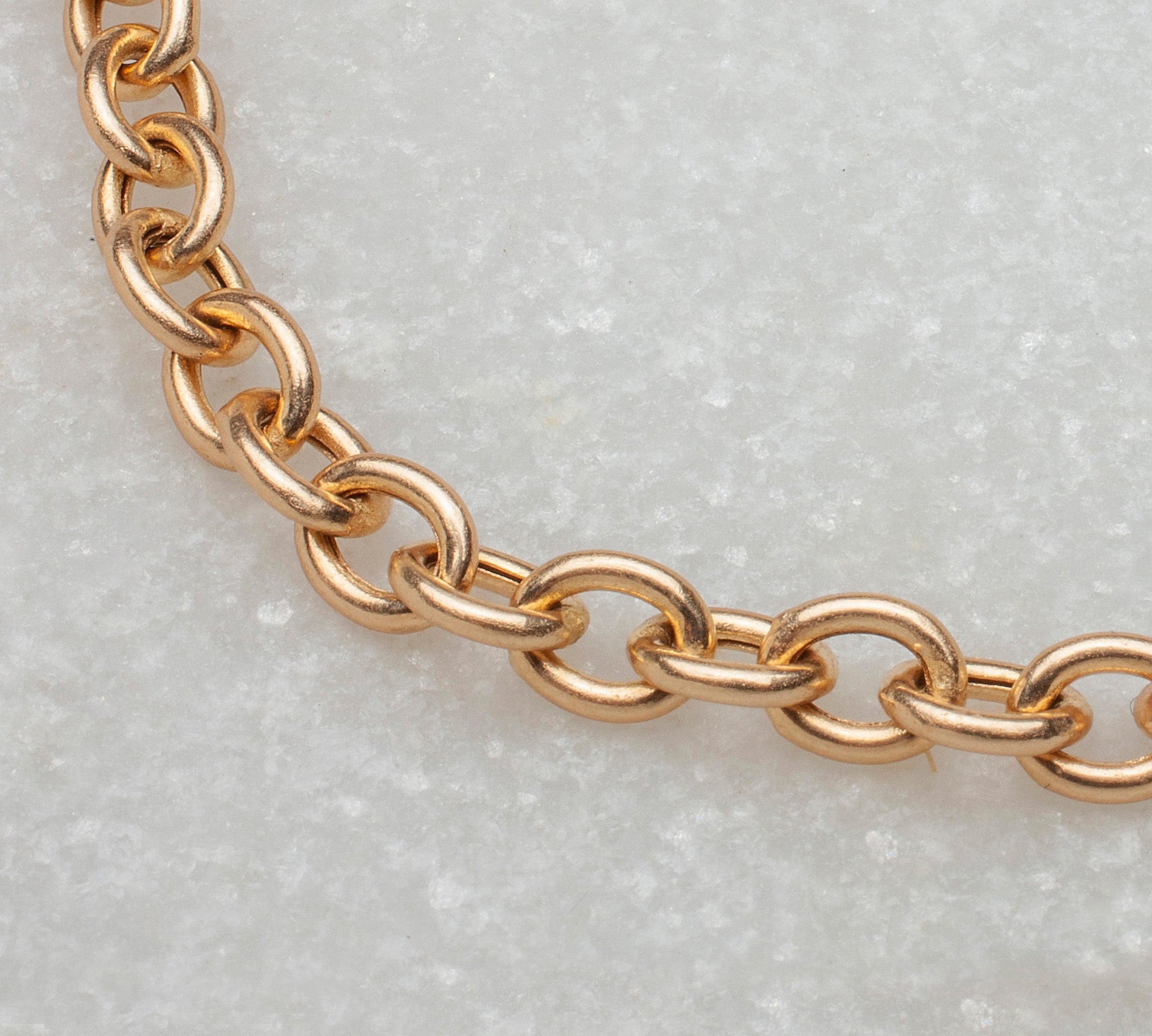 Necklaces 15" / Rose Gold 14K Gold Round Link Necklace 5.2mm
