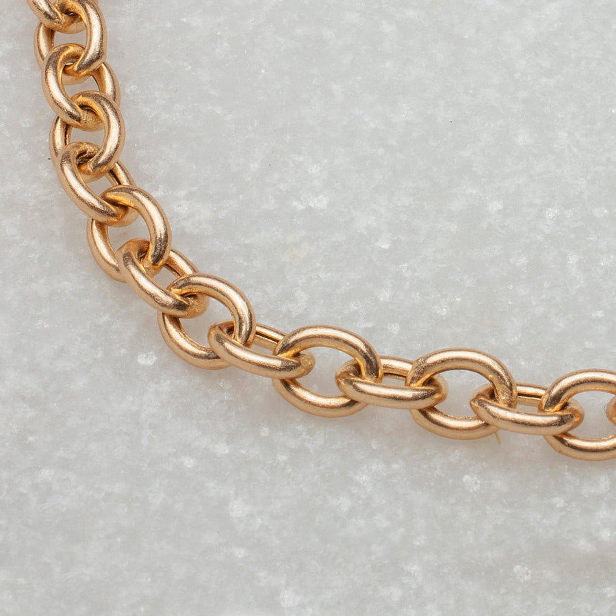 Necklaces 15" / Rose Gold 14K Gold Round Link Necklace 5.2mm