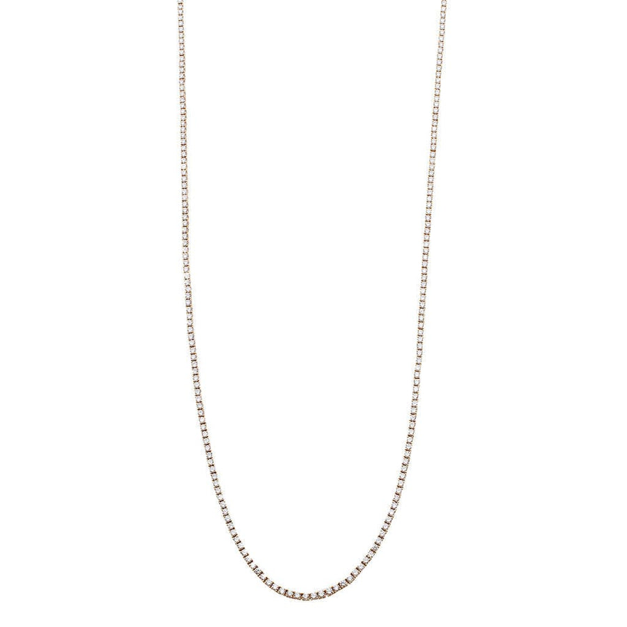 Necklaces 15" / Rose Gold Small 14K Gold Diamond Tennis Necklace 4-Prong Setting Adjustable Length