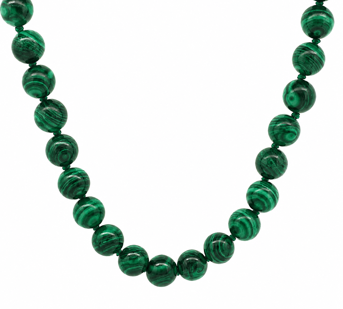 Necklaces 16" / 10 mm Natural Green Malachite Beaded Necklace, 8mm, 10mm