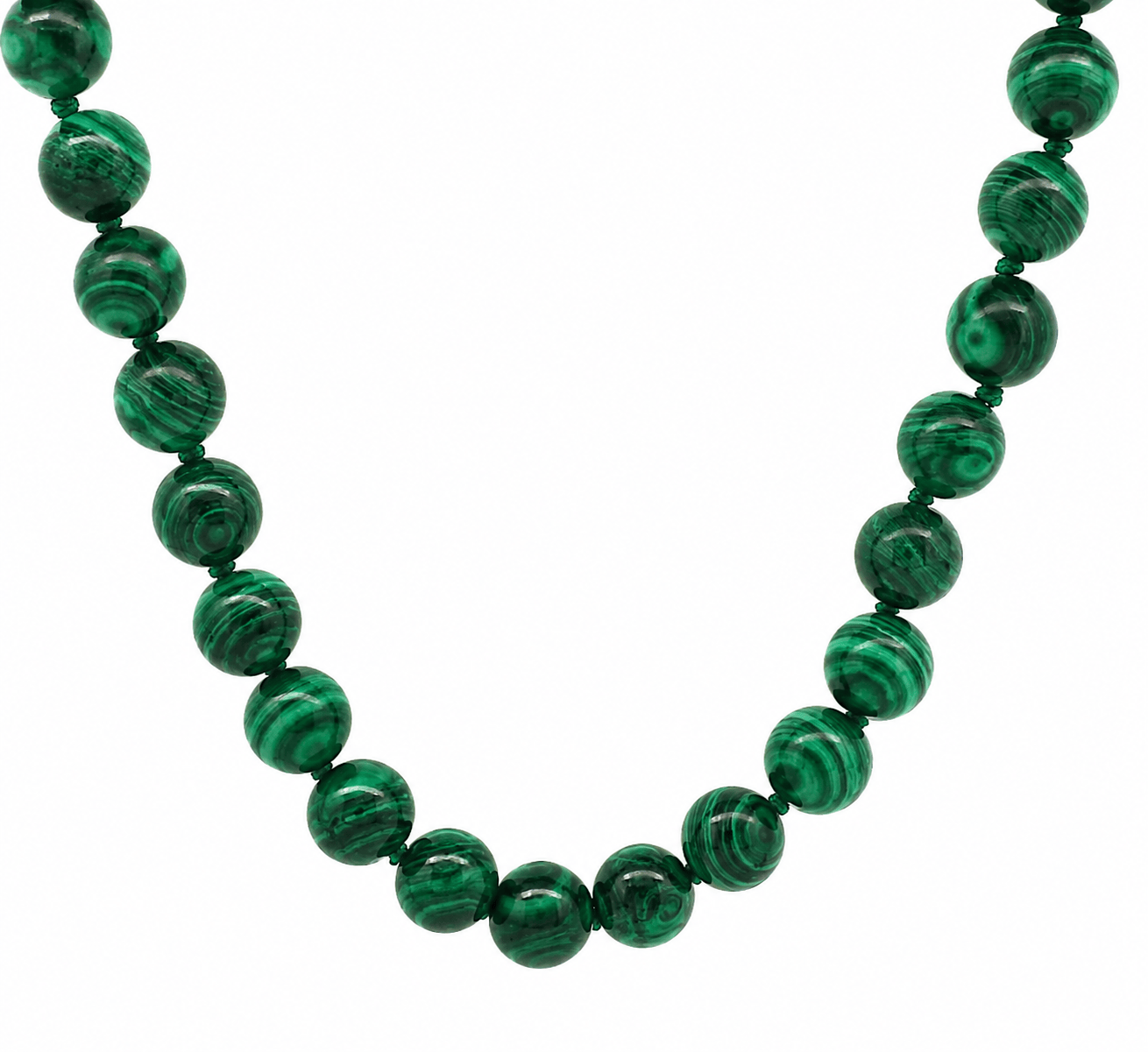Necklaces 16" / 10 mm Natural Green Malachite Beaded Necklace, 8mm, 10mm