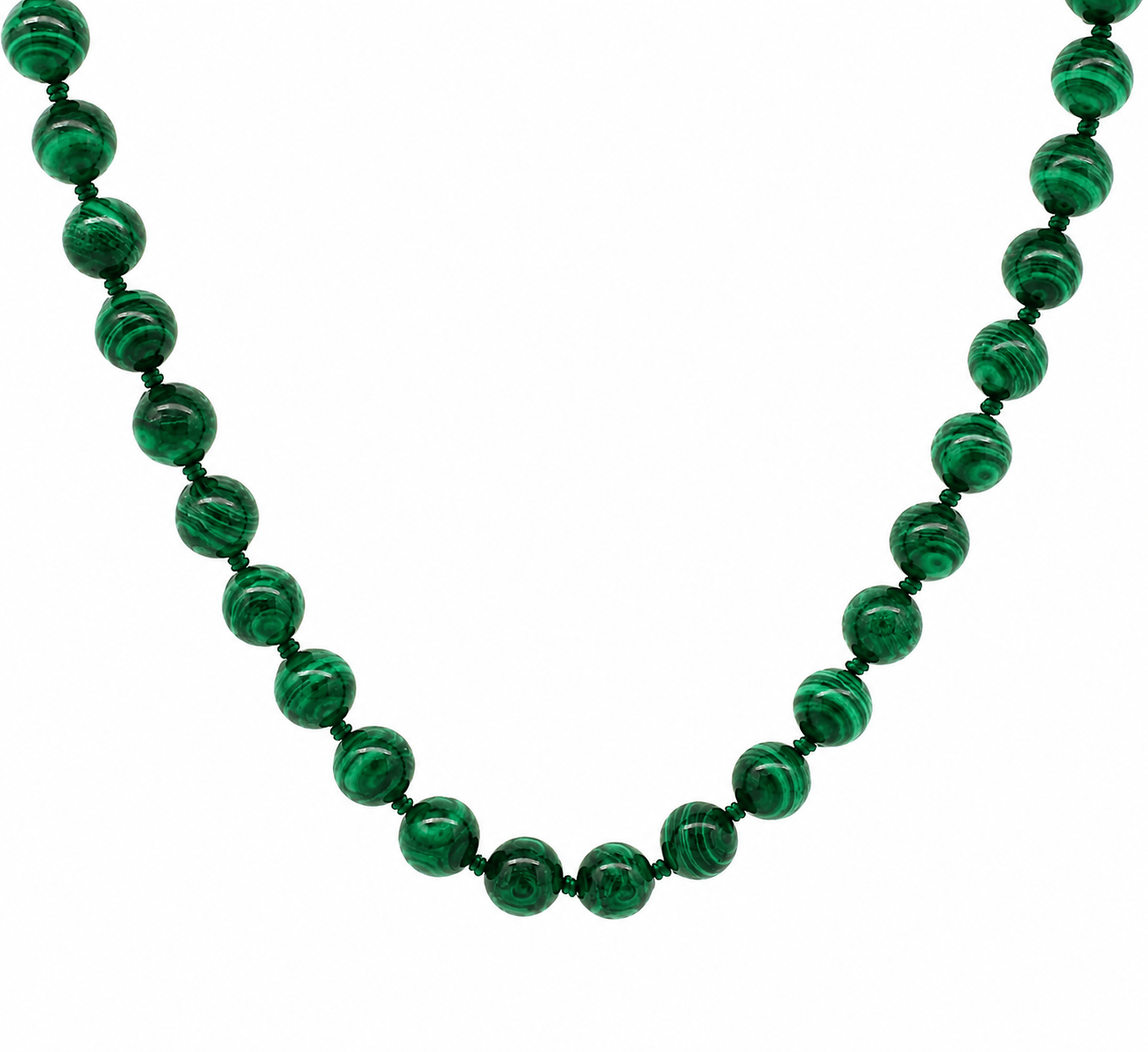 Necklaces 16" / 8 mm Natural Green Malachite Beaded Necklace, 8mm, 10mm