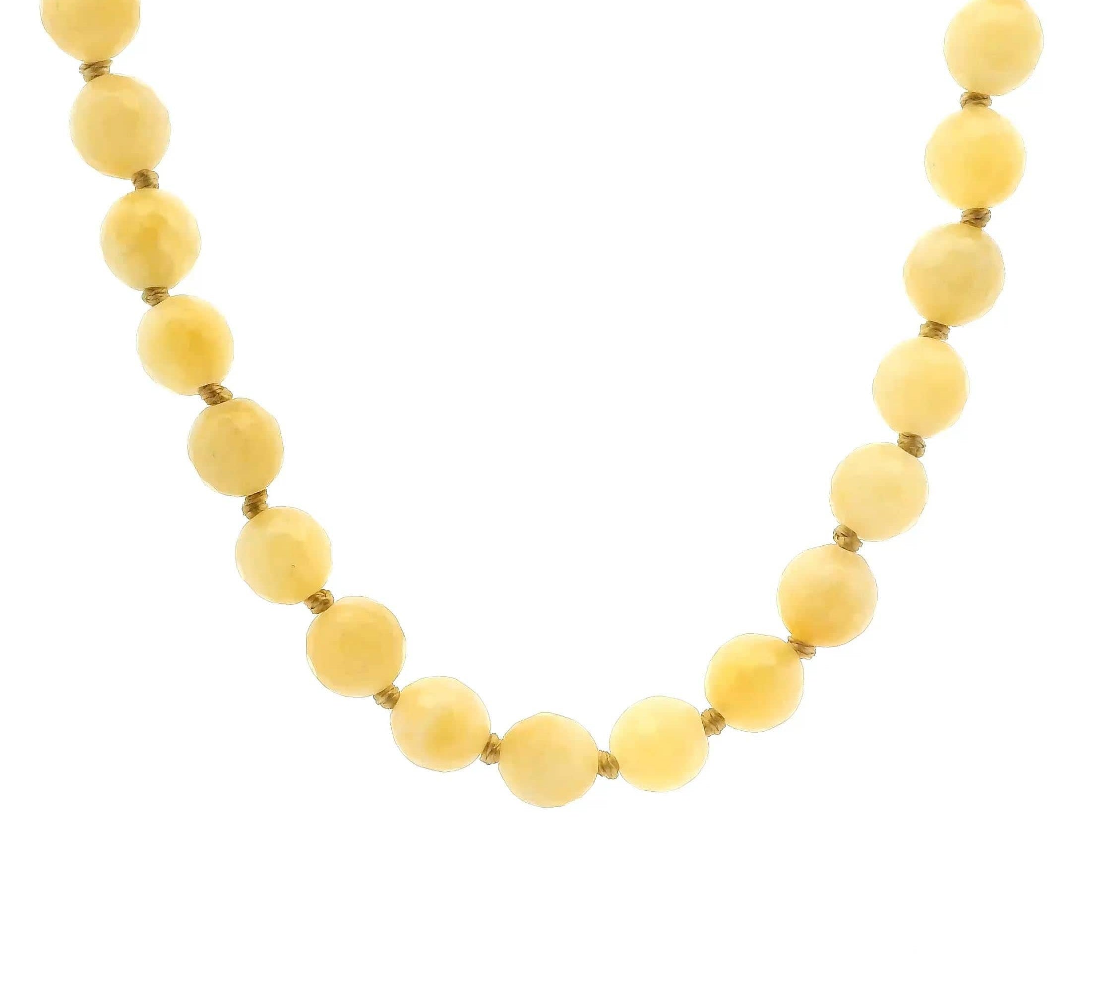 Necklaces 16" Butter Yellow Honey Jade Beaded Necklace