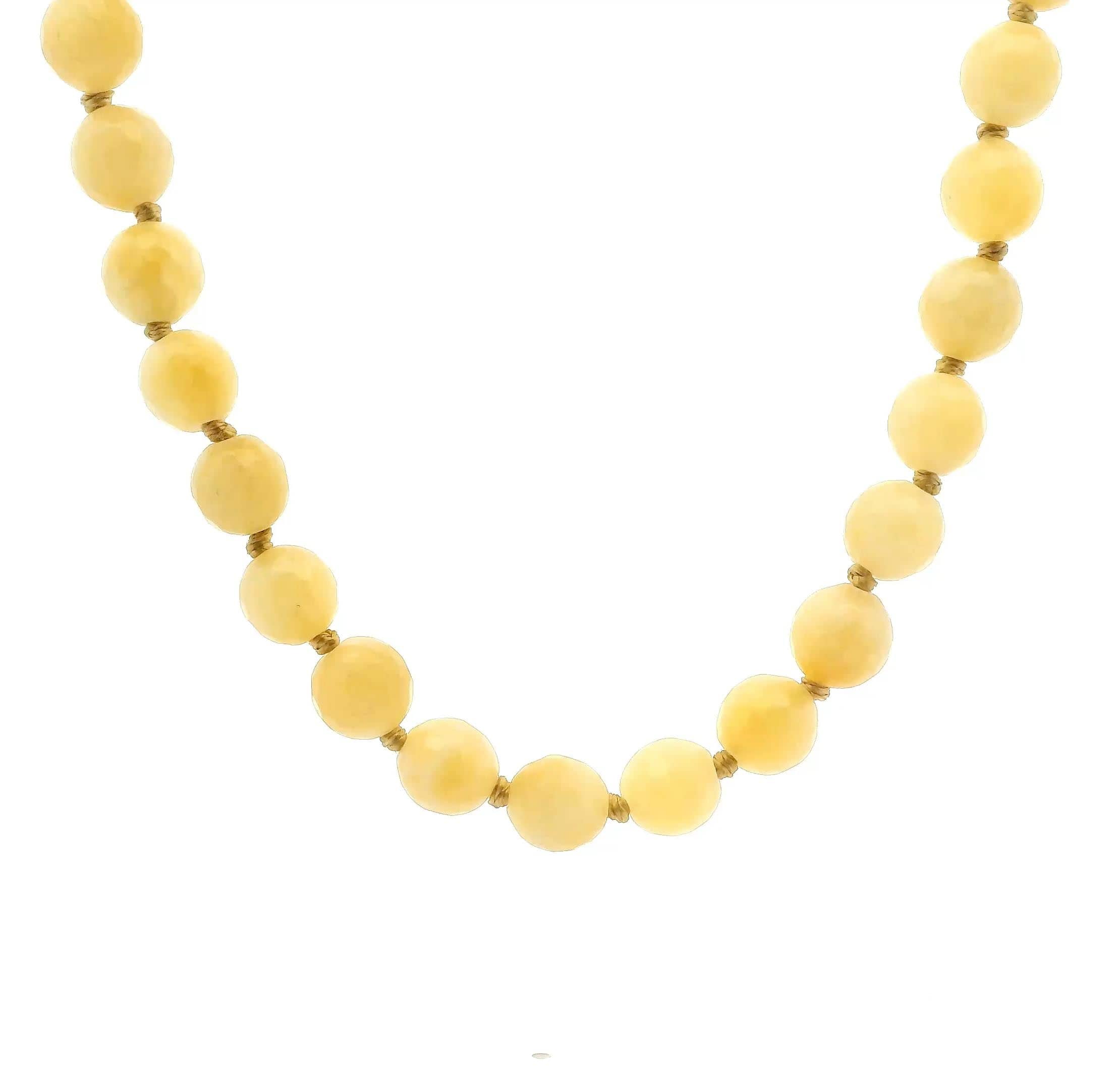 Necklaces 16" Butter Yellow Honey Jade Beaded Necklace
