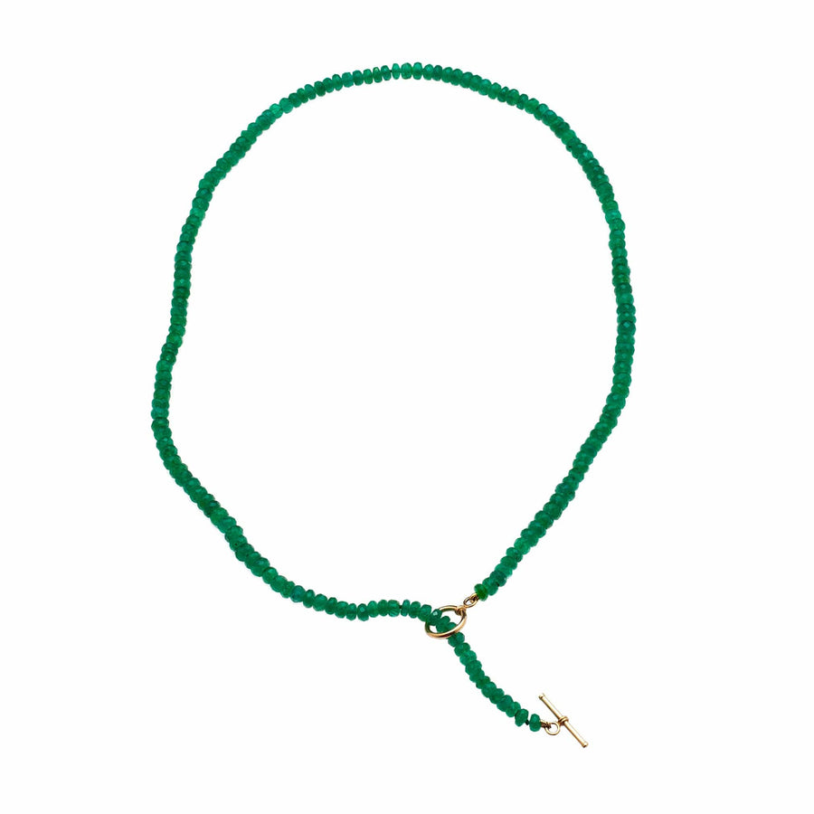 Necklaces 16" Emerald Beads & 14K w/ Toggle Clasp