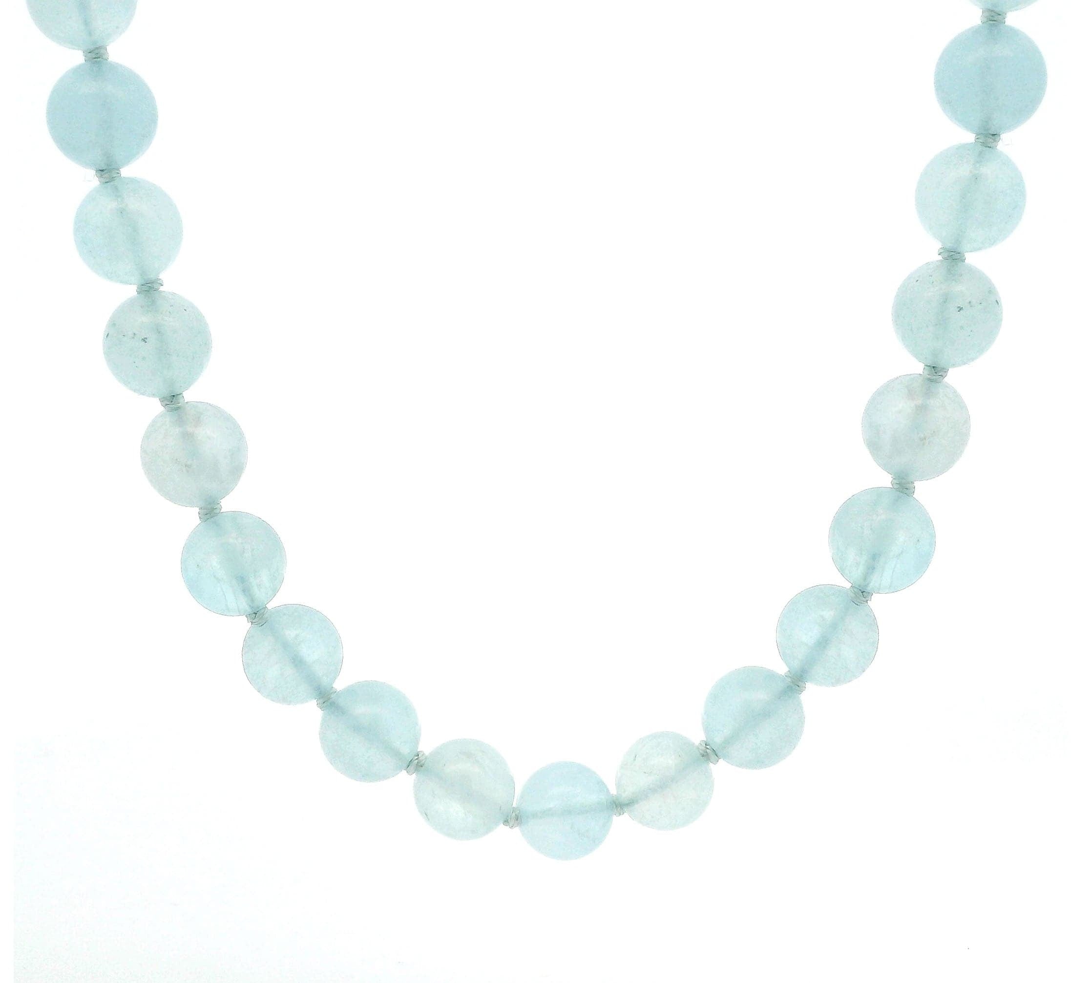 Necklaces 16" Natural Ocean Blue Aquamarine Beaded Necklace