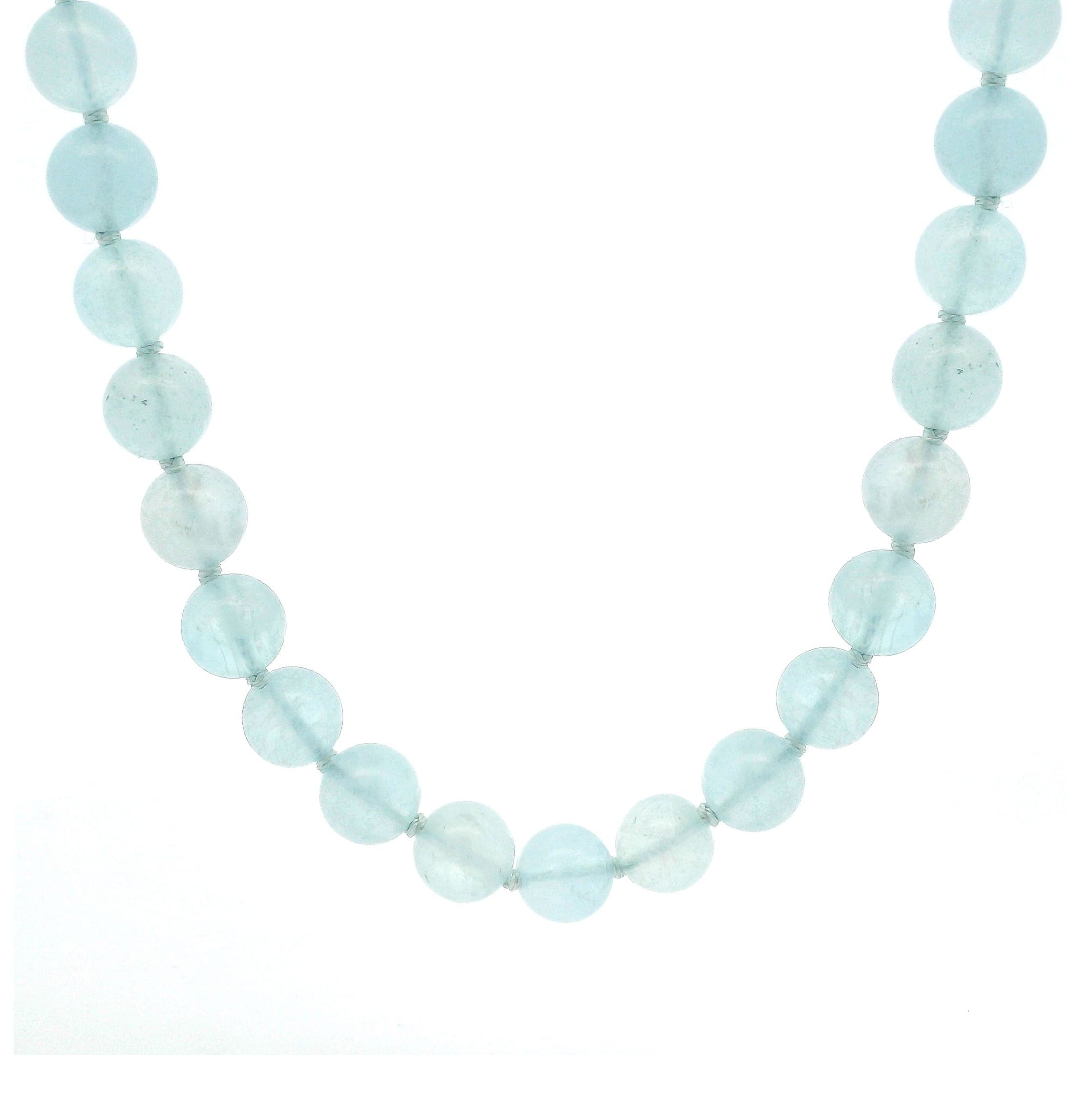 Necklaces 16" Natural Ocean Blue Aquamarine Beaded Necklace