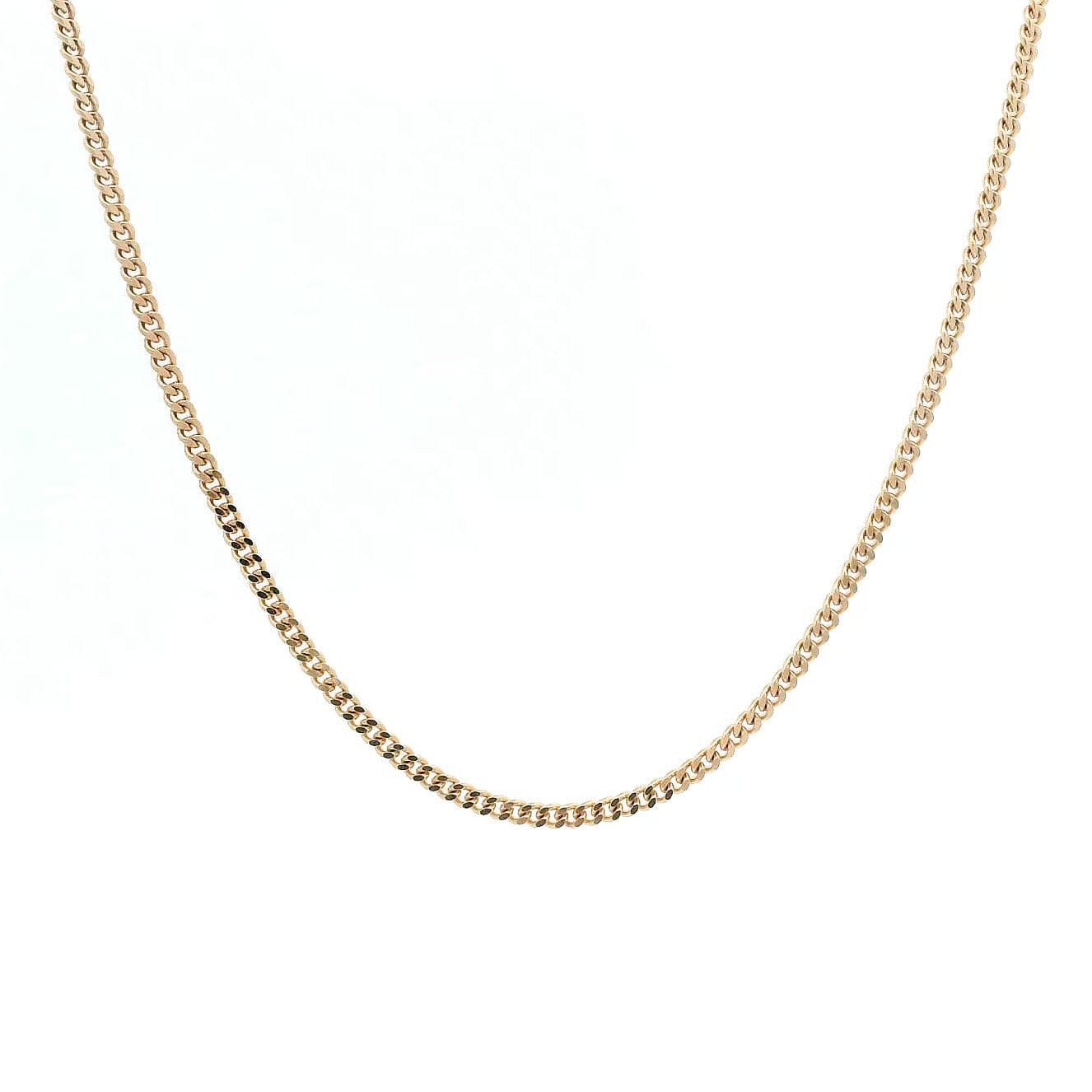 Necklaces 16" / Rose Gold / 14K 14K and 18K Solid Gold Mini Cuban Link Chain Necklace 1.5 mm