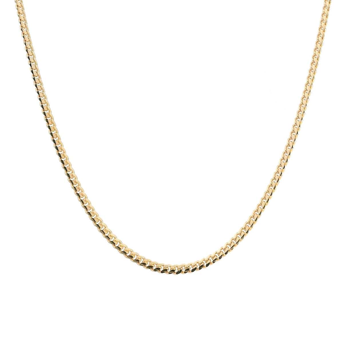 Necklaces 16" / Rose Gold / 14K 14K and 18K Solid Gold Small Cuban Link Chain Necklace 2.0 mm