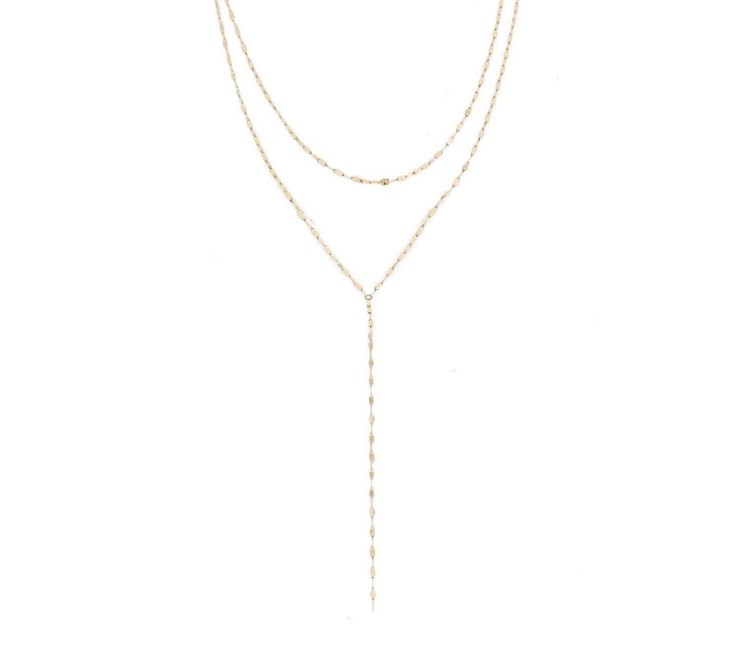 Necklaces 16" / Rose Gold / 14K 14K Solid Gold Disc Chain Y Necklace