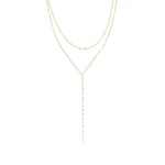 Necklaces 16" / Rose Gold / 14K 14K Solid Gold Disc Chain Y Necklace