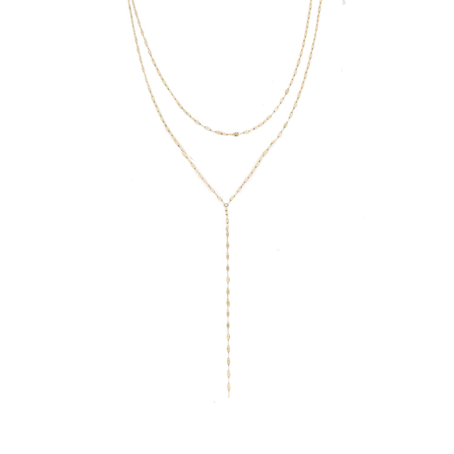 Necklaces 16" / Rose Gold / 14K 14K Solid Gold Disc Chain Y Necklace