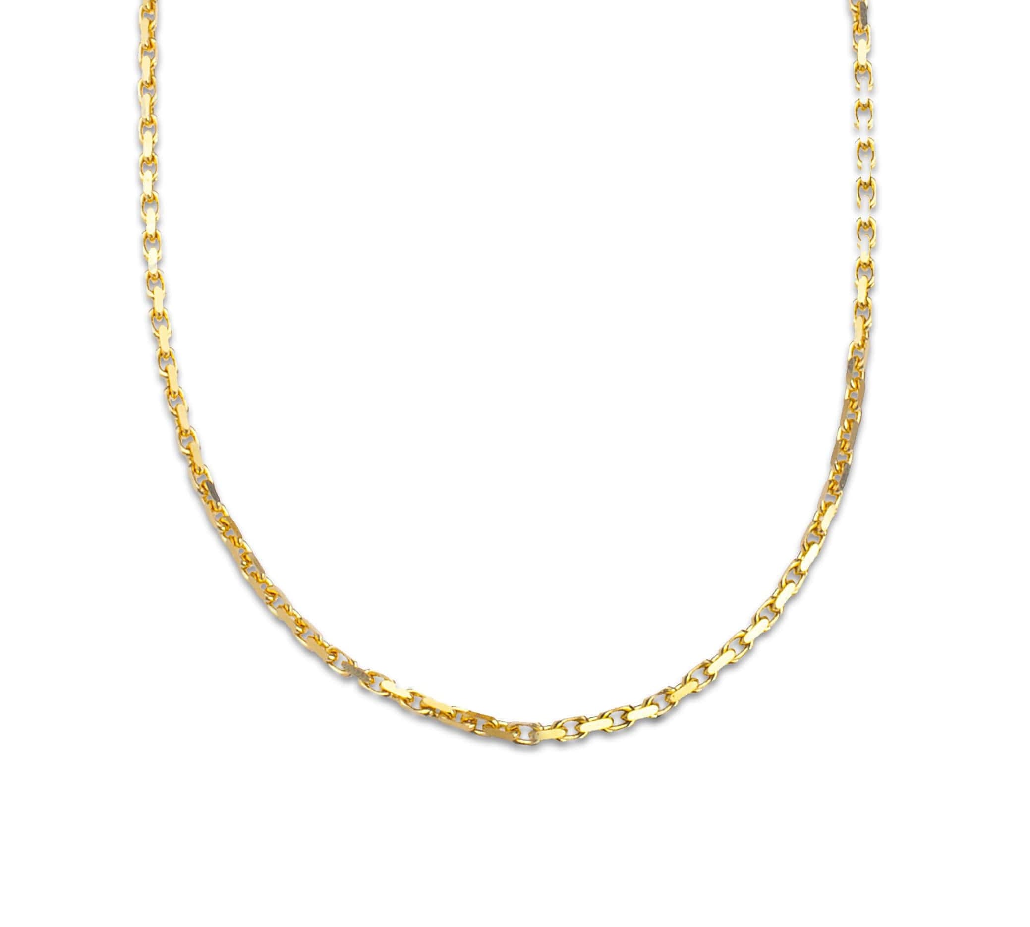 Necklaces 16" / Rose Gold / 14K 14K Solid Small Box Link Chain Necklace 2mm