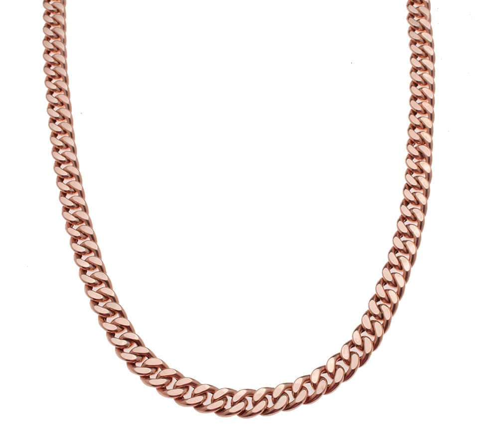 Necklaces 16" / Rose Gold 14K Gold Flat Cuban Link Necklace 6.5mm