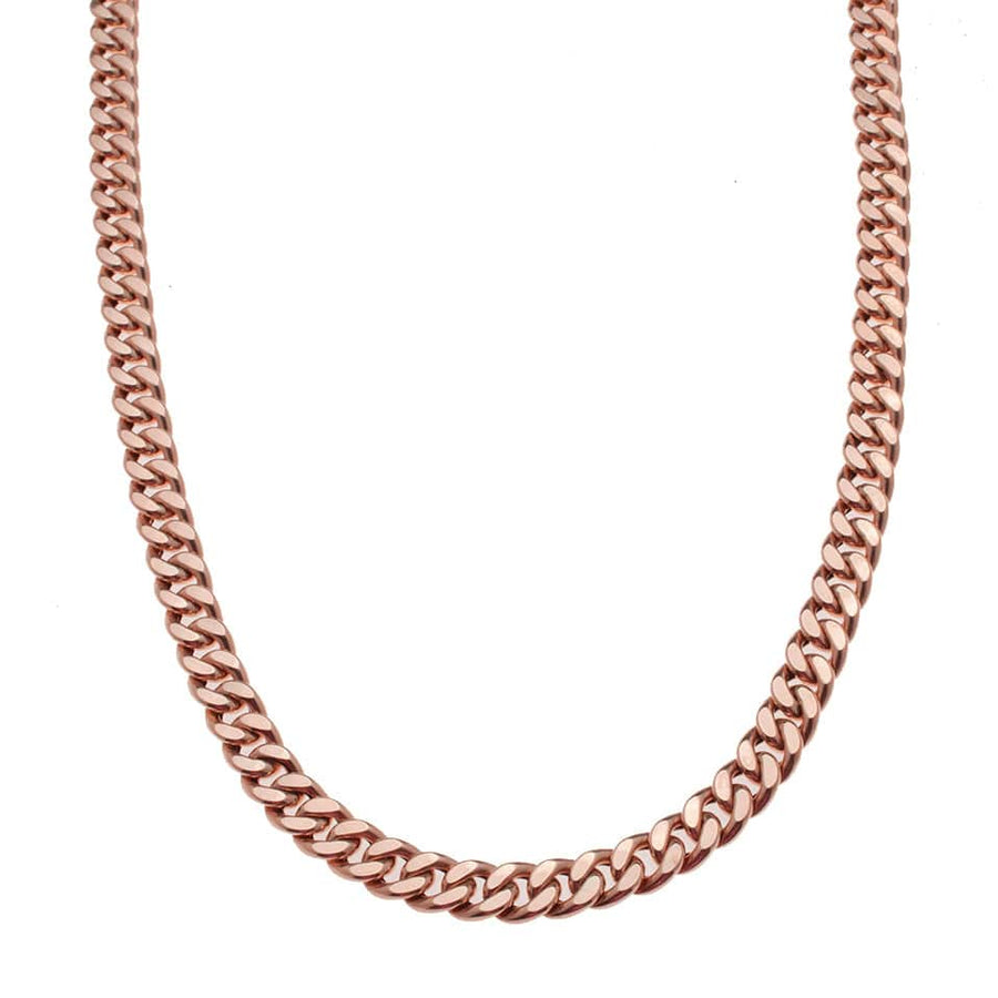 Necklaces 16" / Rose Gold 14K Gold Flat Cuban Link Necklace 6.5mm