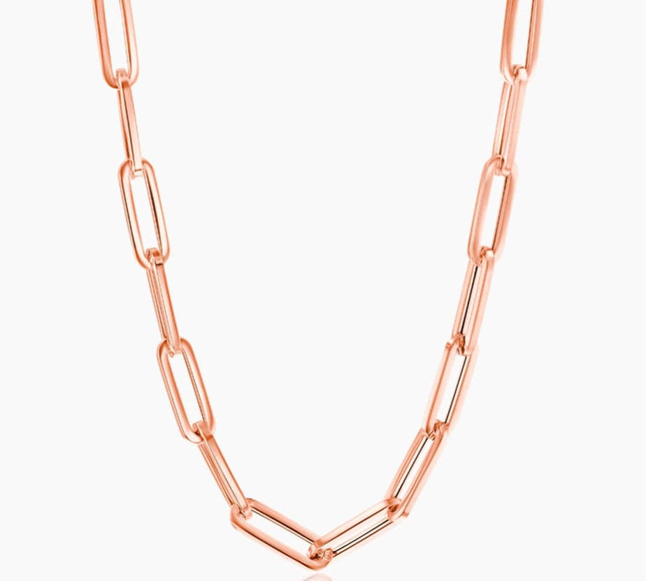 Necklaces 16" / Rose Gold 14K Gold Large Gold Paper Clip Necklace 4.2mm