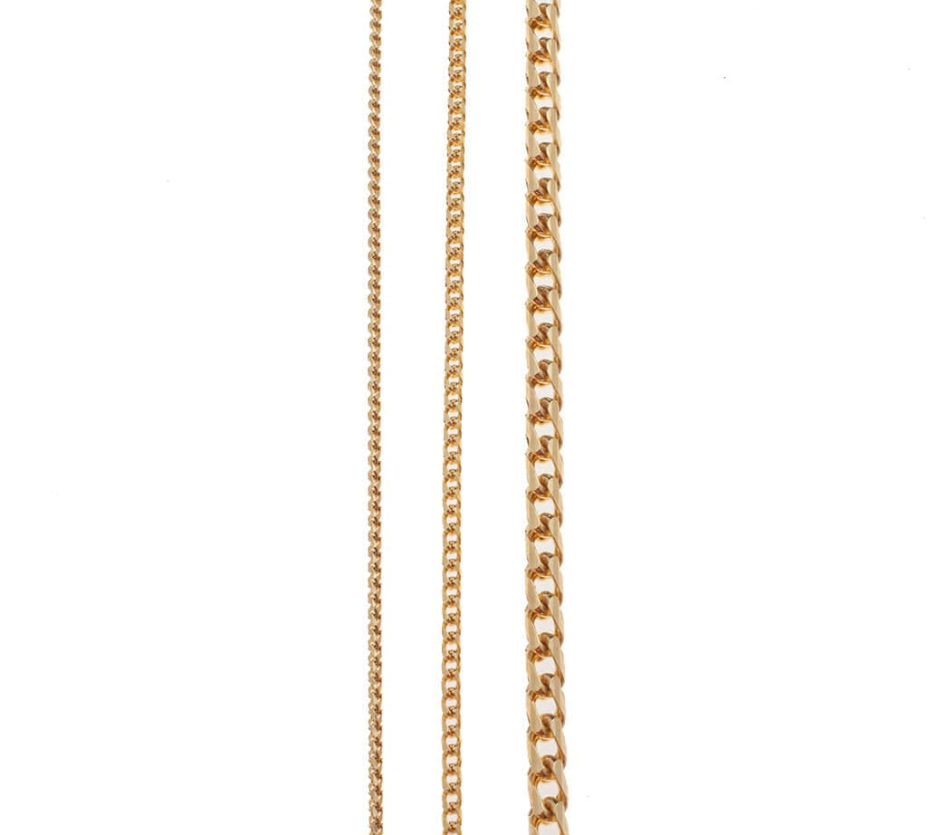 Necklaces 16" / Rose Gold 14K Gold Small Franco Diamond Cut Necklace 1.5mm
