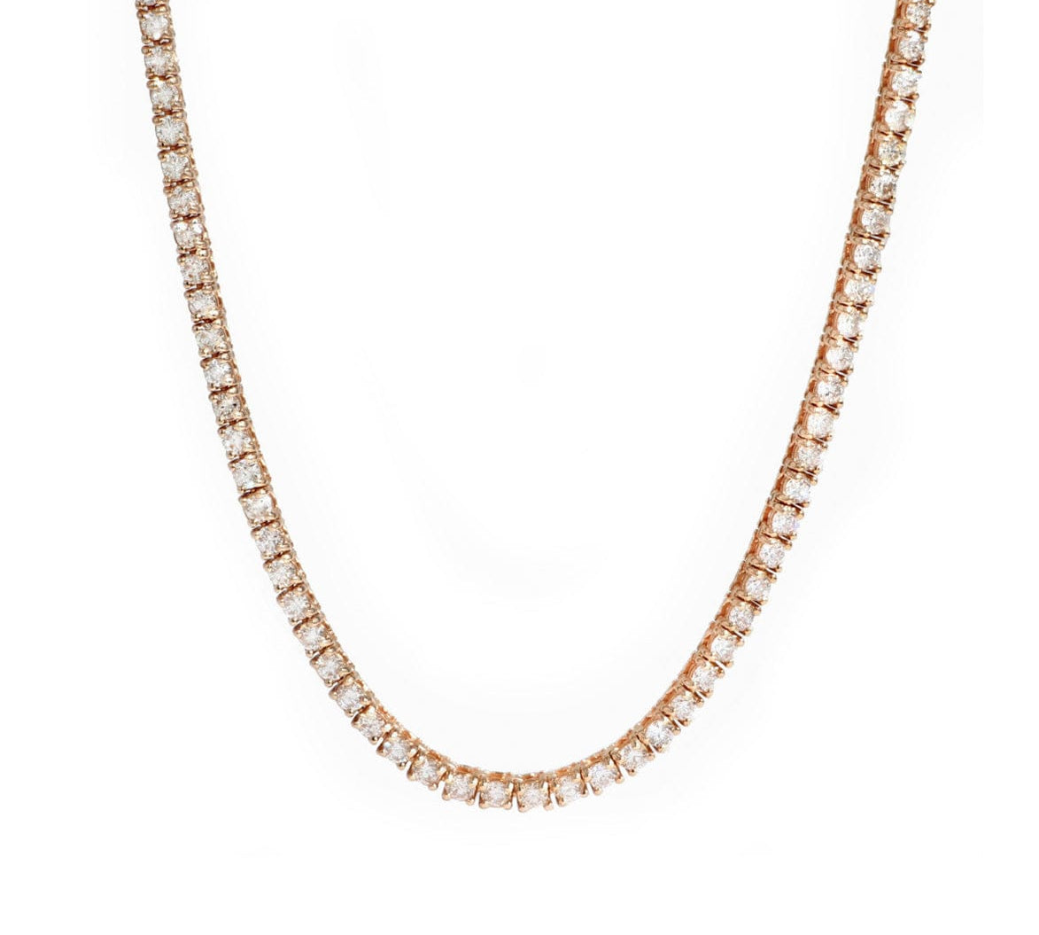 Necklaces 16" / Rose Gold / 14K Large 14K Gold and Diamond Tennis Necklace 4-Prong Setting