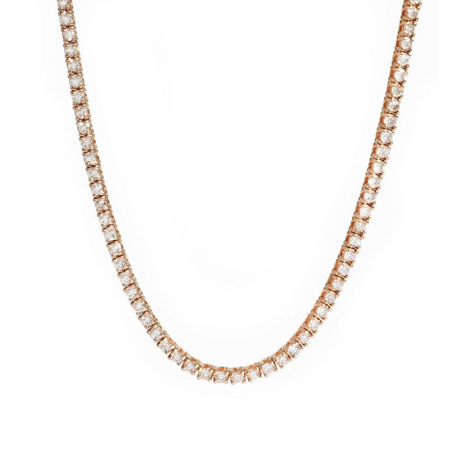 Necklaces 16" / Rose Gold / 14K Large 14K Gold and Diamond Tennis Necklace 4-Prong Setting