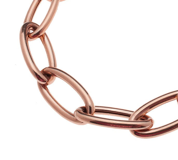 Necklaces 16" / Rose Gold Large 14K Gold Elongated Round Link Necklace