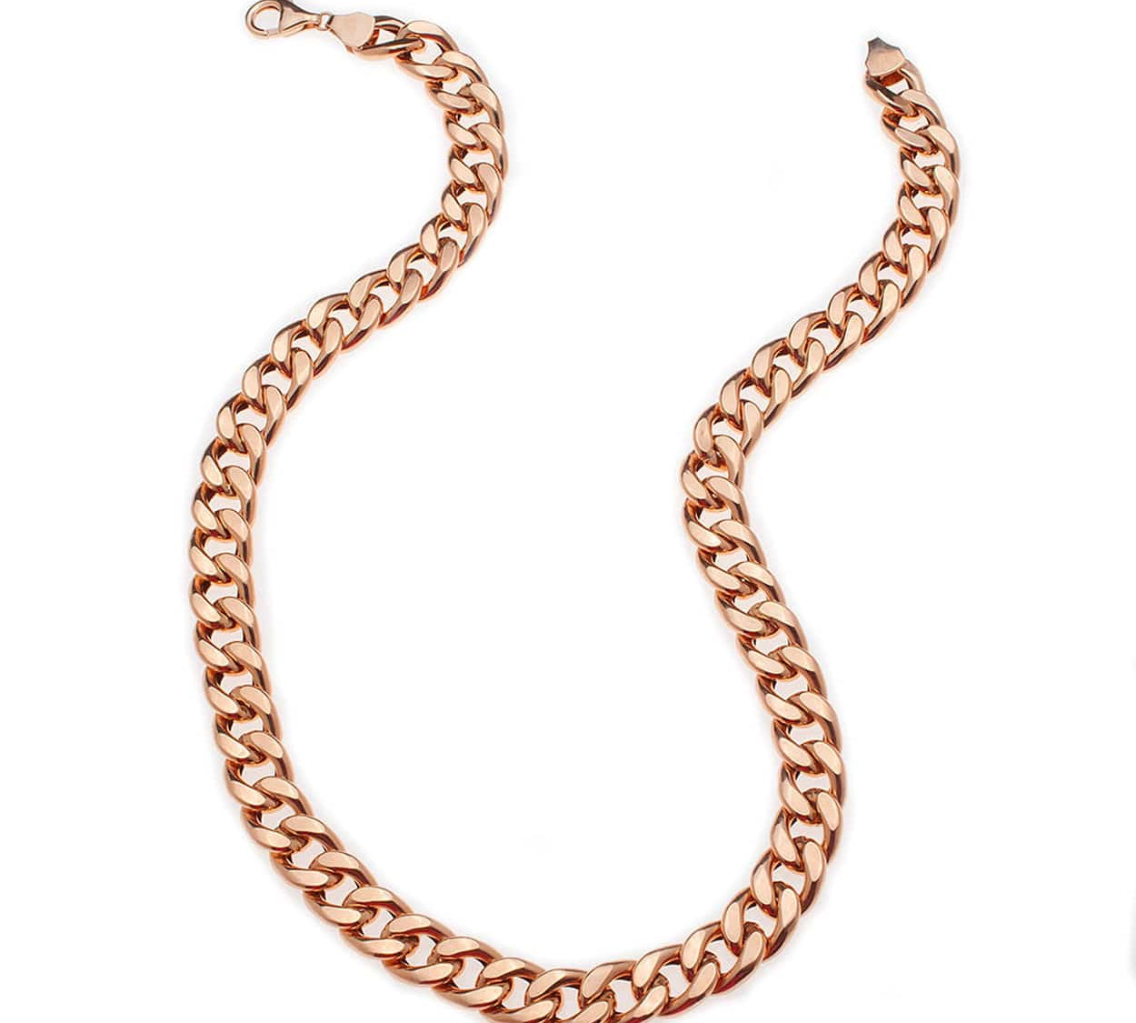 Necklaces 16" / Rose Gold Large 14K Gold Flat Cuban Link Necklace 9.5mm