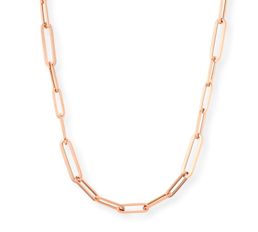 Necklaces 16" / Rose Gold Medium 14K Gold Paper Clip Necklace 3.1mm-No Clasp