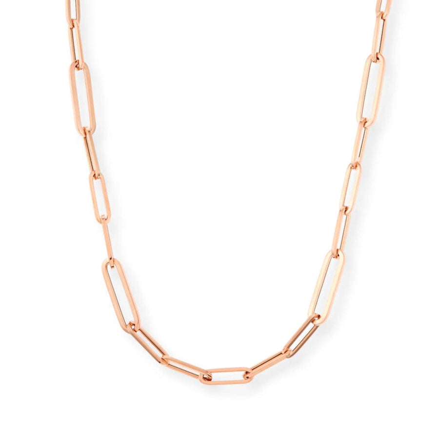 Necklaces 16" / Rose Gold Medium 14K Gold Paper Clip Necklace 3.1mm-No Clasp