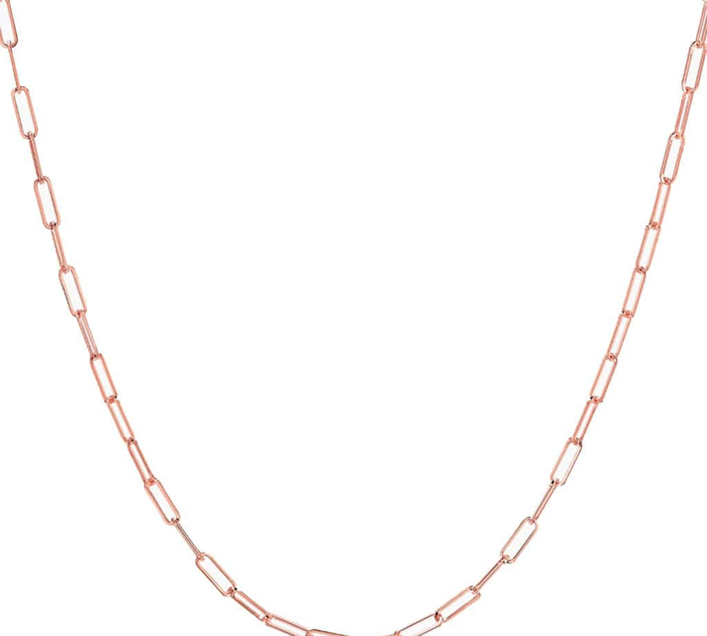 Necklaces 16" / Rose Gold Small 14K Gold Paper Clip Necklace 2.0mm-No Clasp