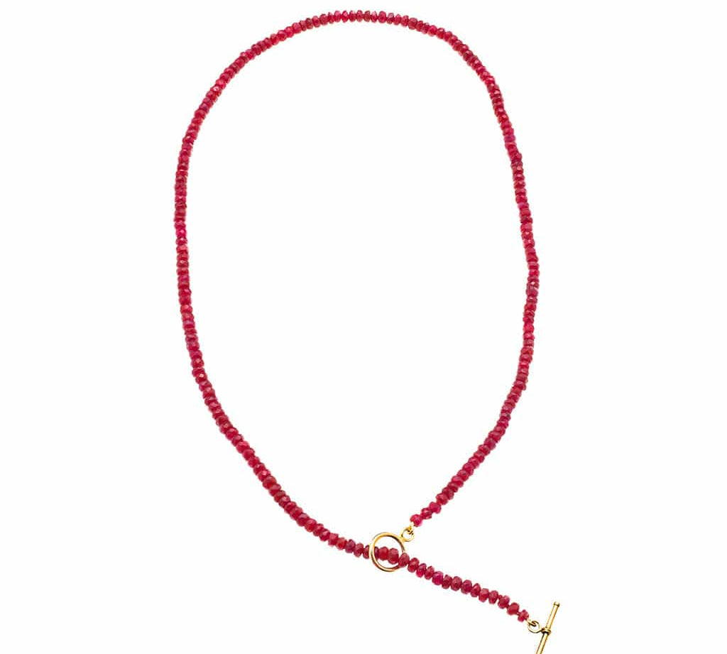 Necklaces 16" Ruby Beads & 14K w/ Toggle Clasp