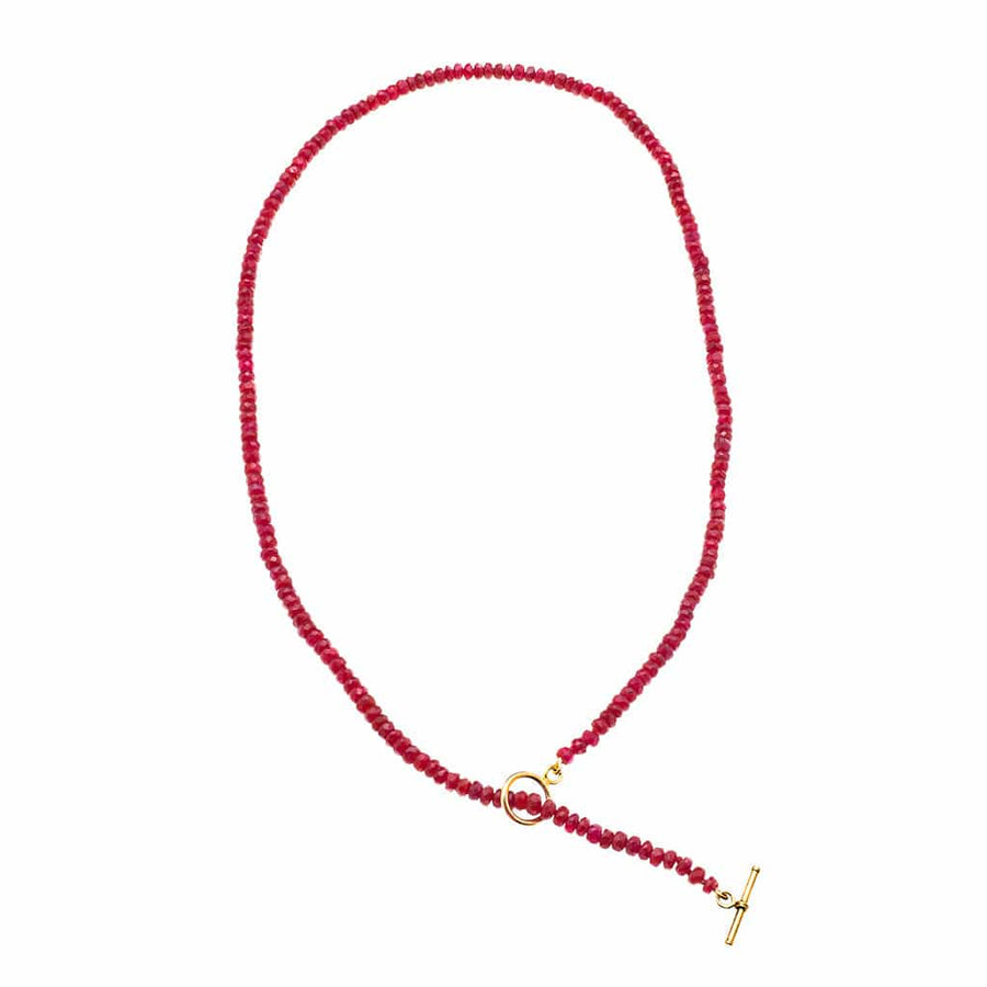 Necklaces 16" Ruby Beads & 14K w/ Toggle Clasp