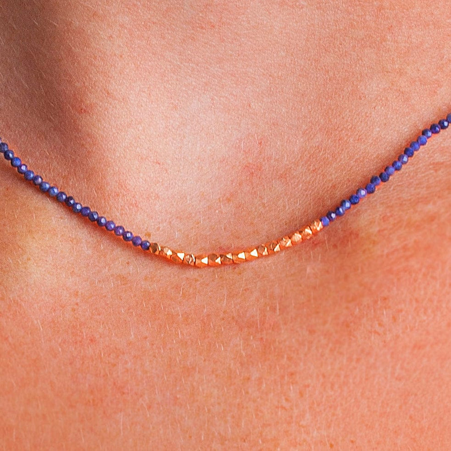 Necklaces 16" Sapphire & 14K Gold Beaded Necklace