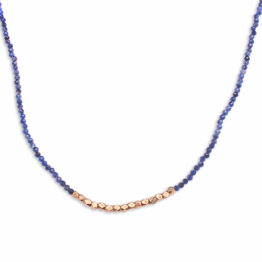 Necklaces 16" Sapphire & 14K Gold Beaded Necklace