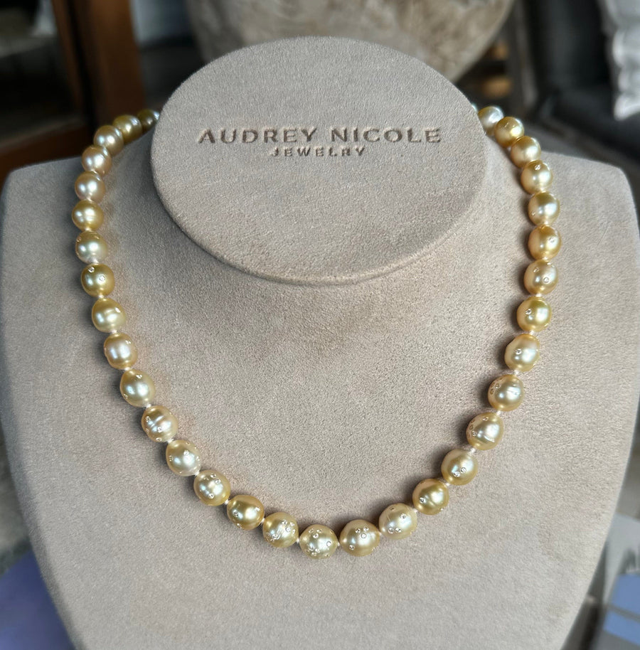 Necklaces 16" South Sea Pearl Necklace with Diamonds