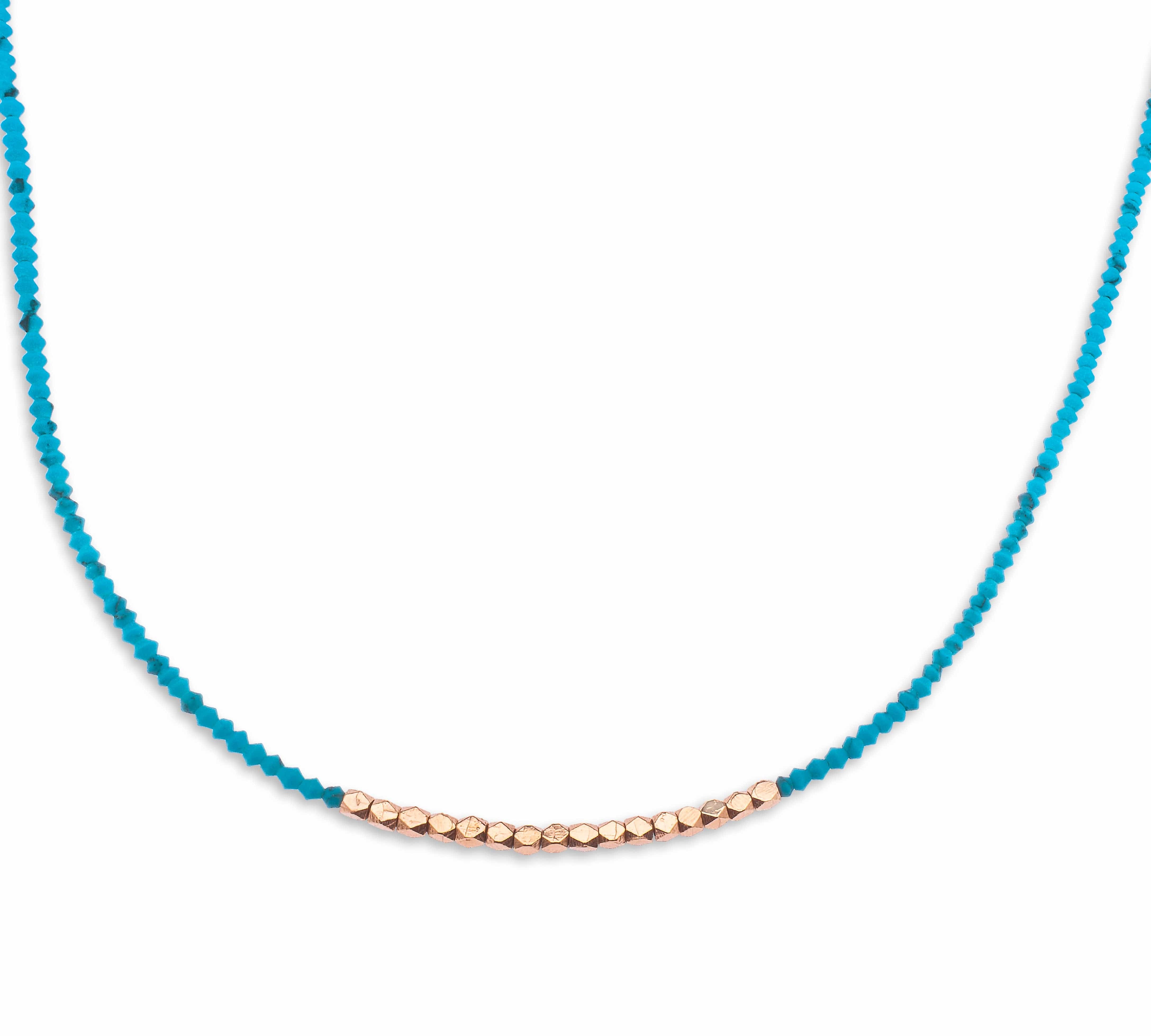 Necklaces 16" Turquoise & 14K Gold Beaded Necklace