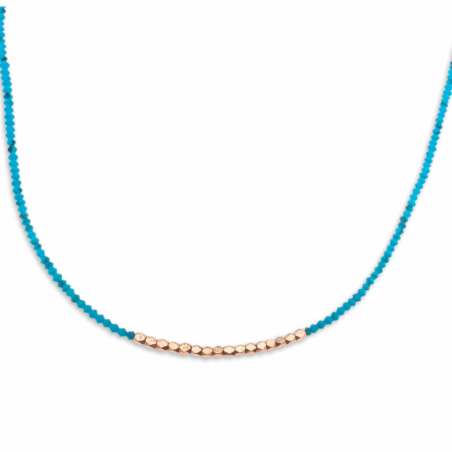Necklaces 16" Turquoise & 14K Gold Beaded Necklace