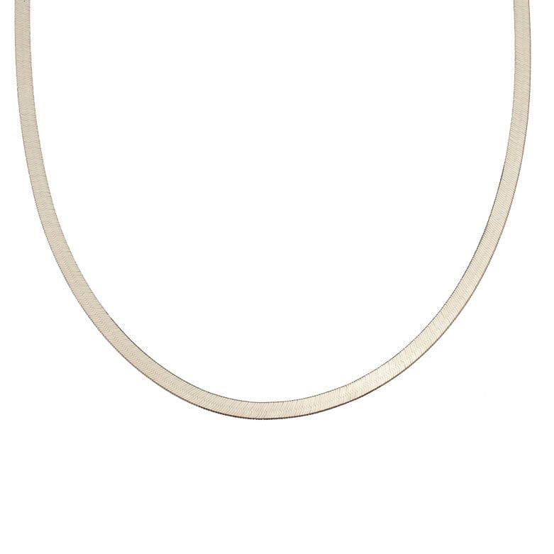 Necklaces 16" / White Gold / 14K 14K & 18K Gold Herringbone Chain Necklace 5mm